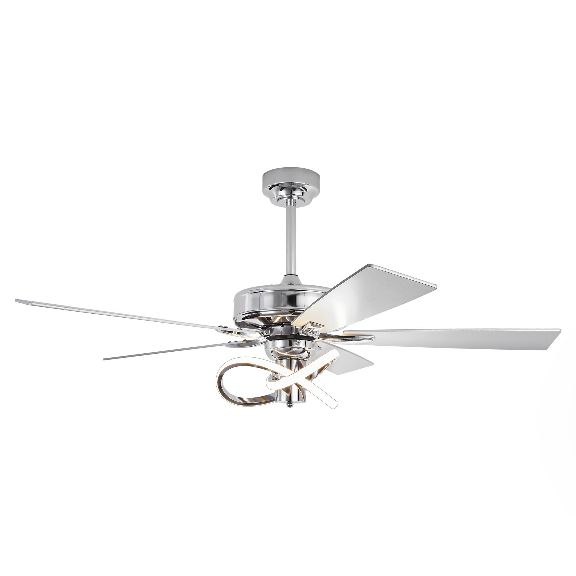 Alt View 7. Parrot Uncle - 52-Inch Modern Chrome 3CCT Integrated LED Ceiling Fan with Light and Remote Control - Chrome.