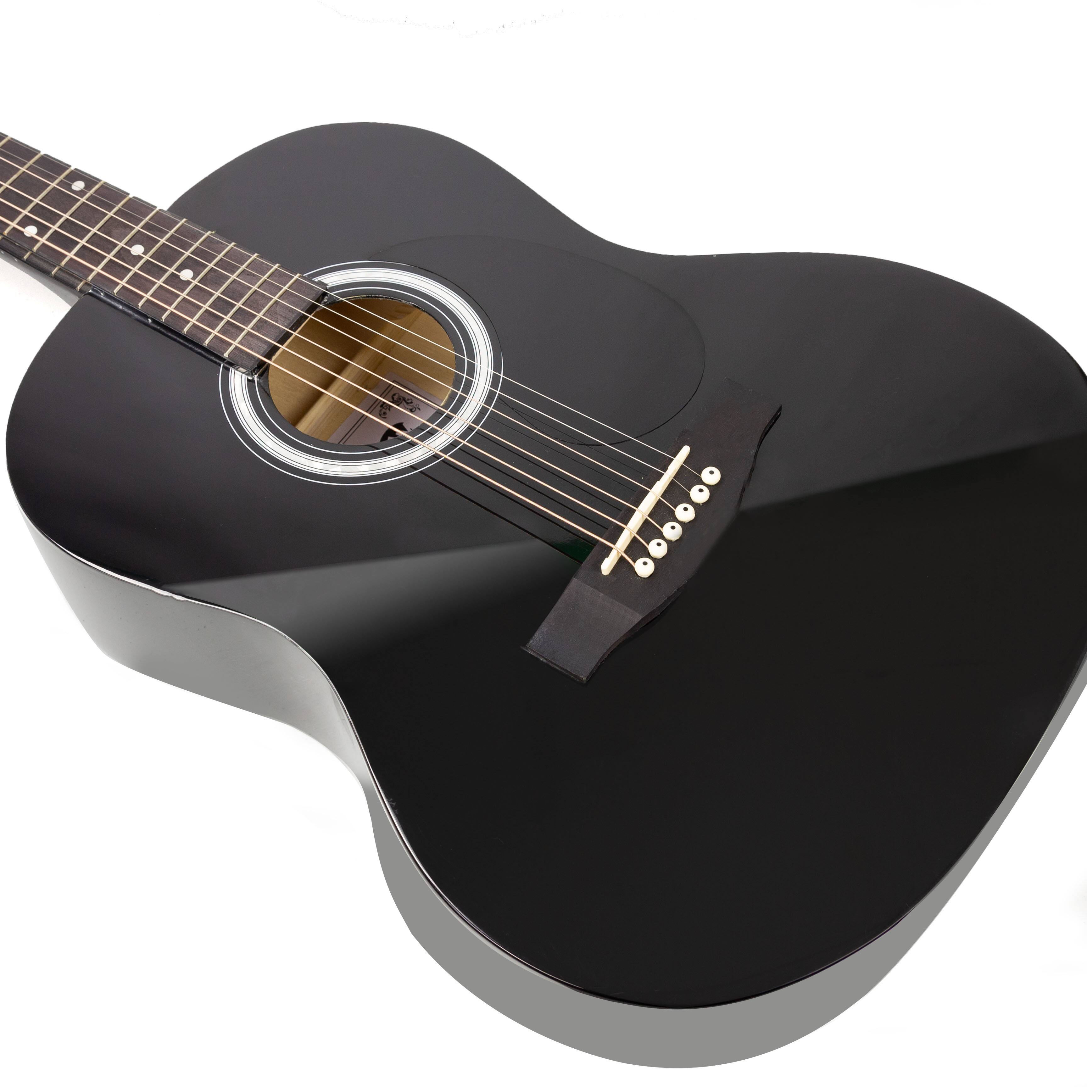 Left. Rockjam - RockJam Acoustic Guitar Kit with Tuner, Bag, Stand, Strap & Lessons AG-1BK-SK Black - Black.