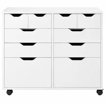 Front. FurniFact - Composite Wood Storage Cabinet with Doors for Kitchen and Office - White.
