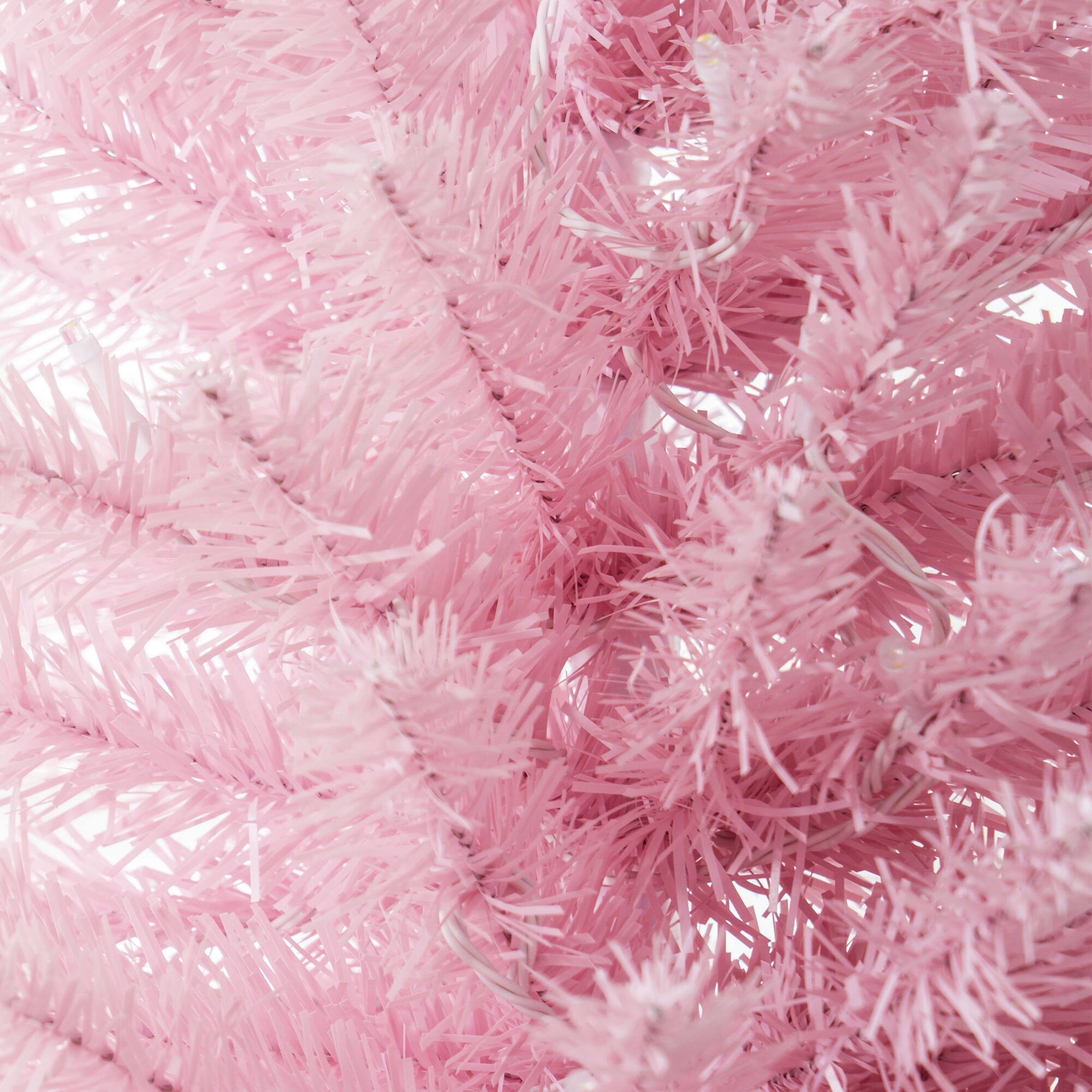 Alt View 7. Homcom - Tall Pre-Lit Slim Noble Fir Artificial Pencil Christmas Tree with 300 Warm White LED Lights and 618 Tips - Pink.