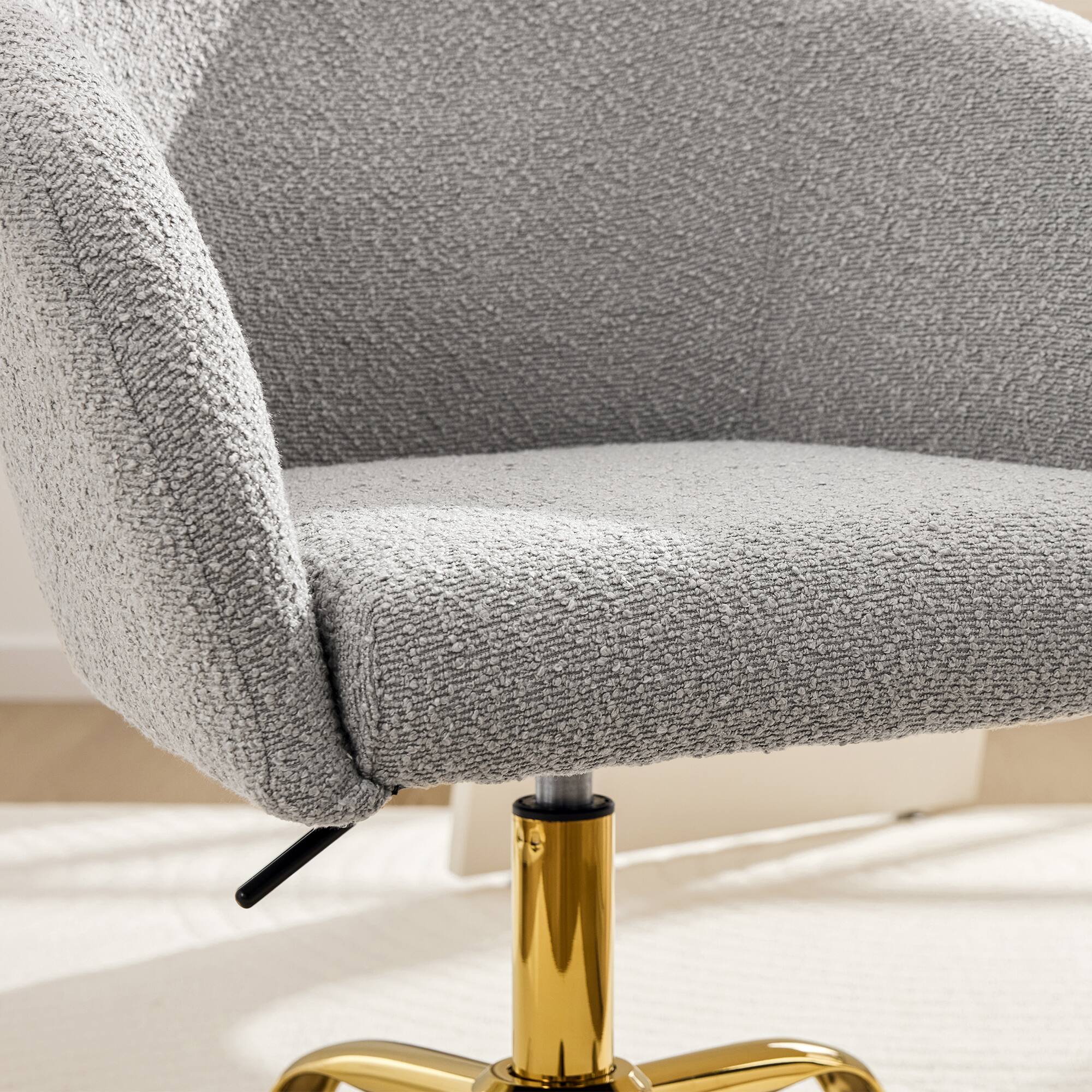 Alt View 4. KERDOM - Modern Vanity Chair with Back & Wheel, Swivel Rolling Home Office Armchair, Height Adjustable for Living Room, Bedroom - Grey.