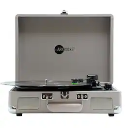 Arkrocket - Curiosity III Suitcase Bluetooth Record Player Turntable built-in Speakers ( - Gray