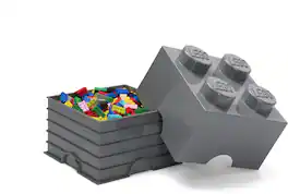 Room Copenhagen - LEGO Stackable Storage Brick with 4 Knobs, Dark Grey - Collectibles - Multicolor