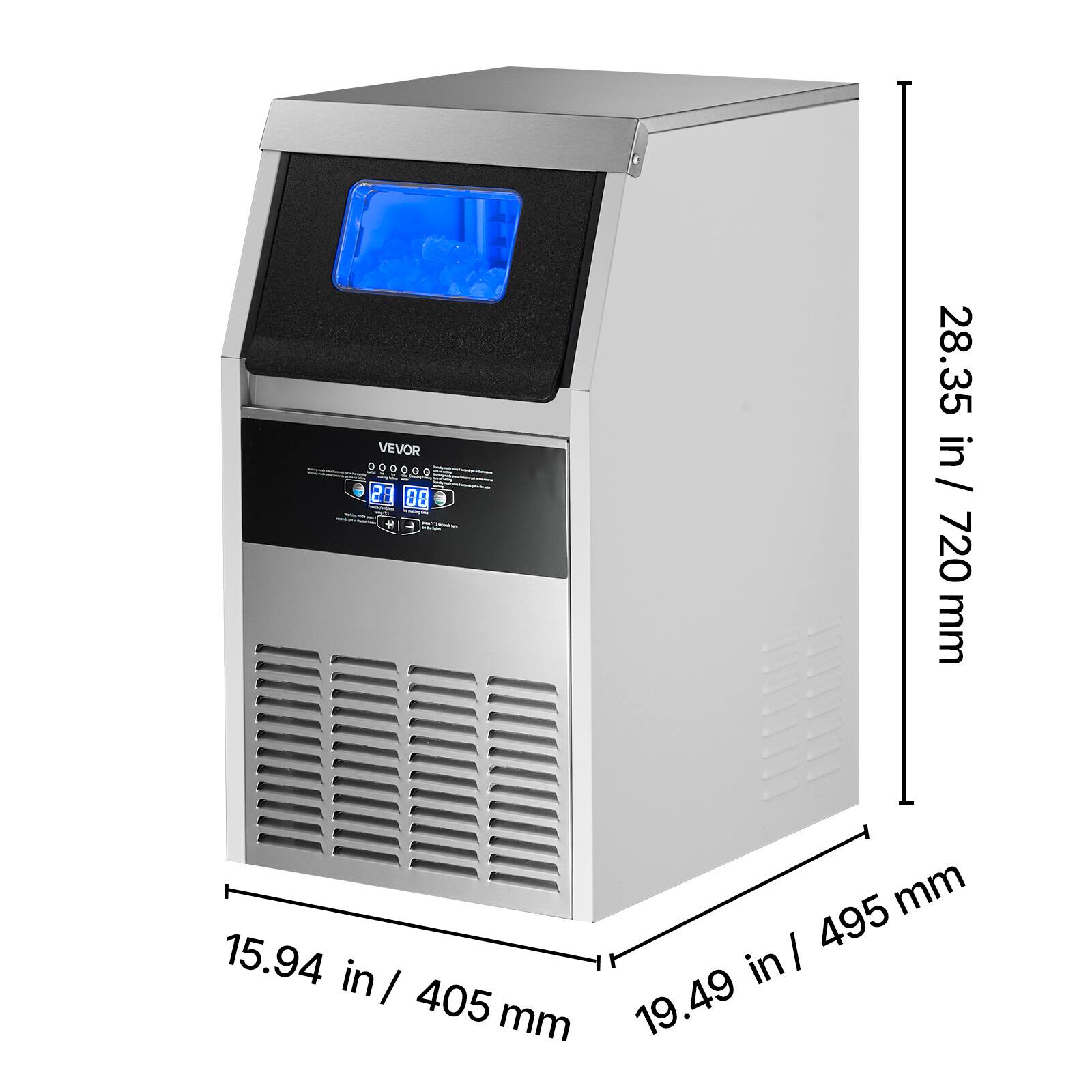 VEVOR 99 3 28 00 + 28.35 in / 720 mm  
15.94 in / 405 mm  
19.49 in / 495 mm