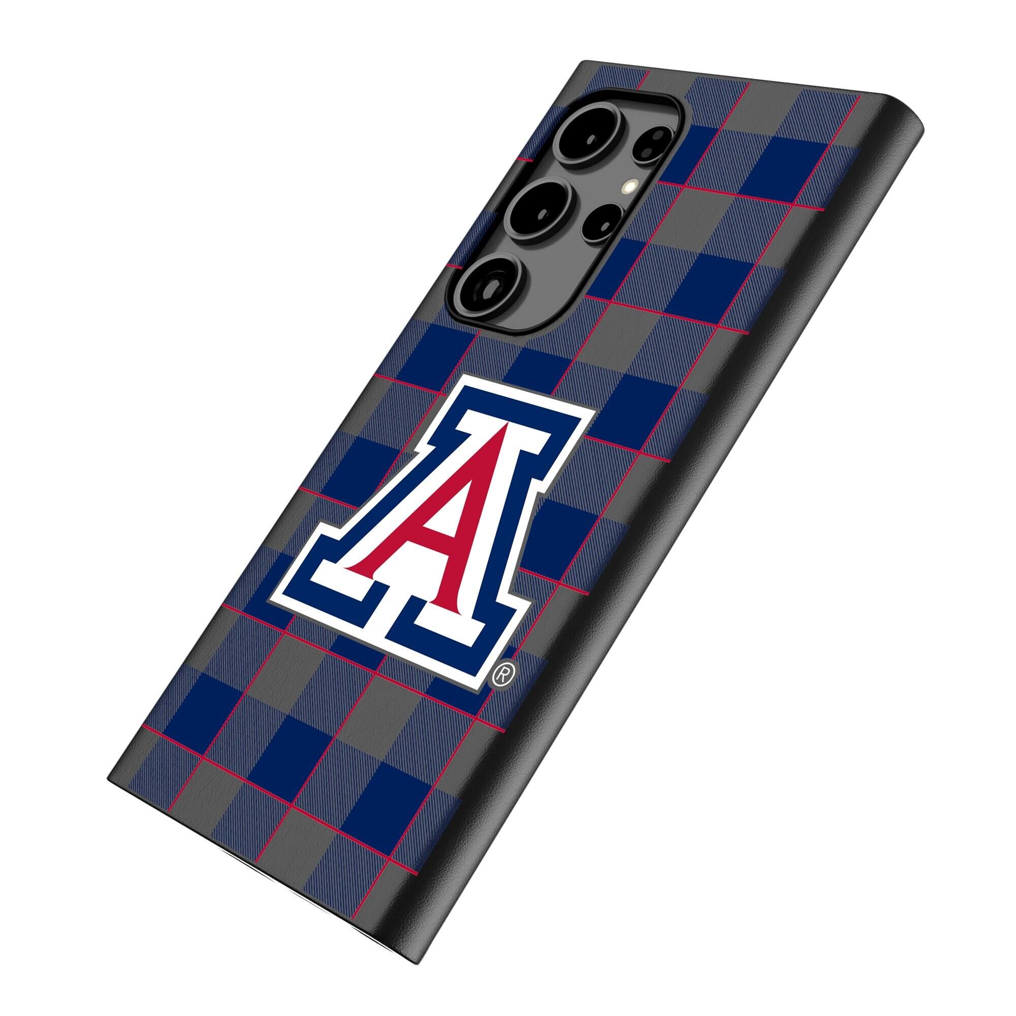 Alt View 1. Keyscaper - Arizona Wildcats Plaid Galaxy Magnetic Bump Case - S25 - Black.