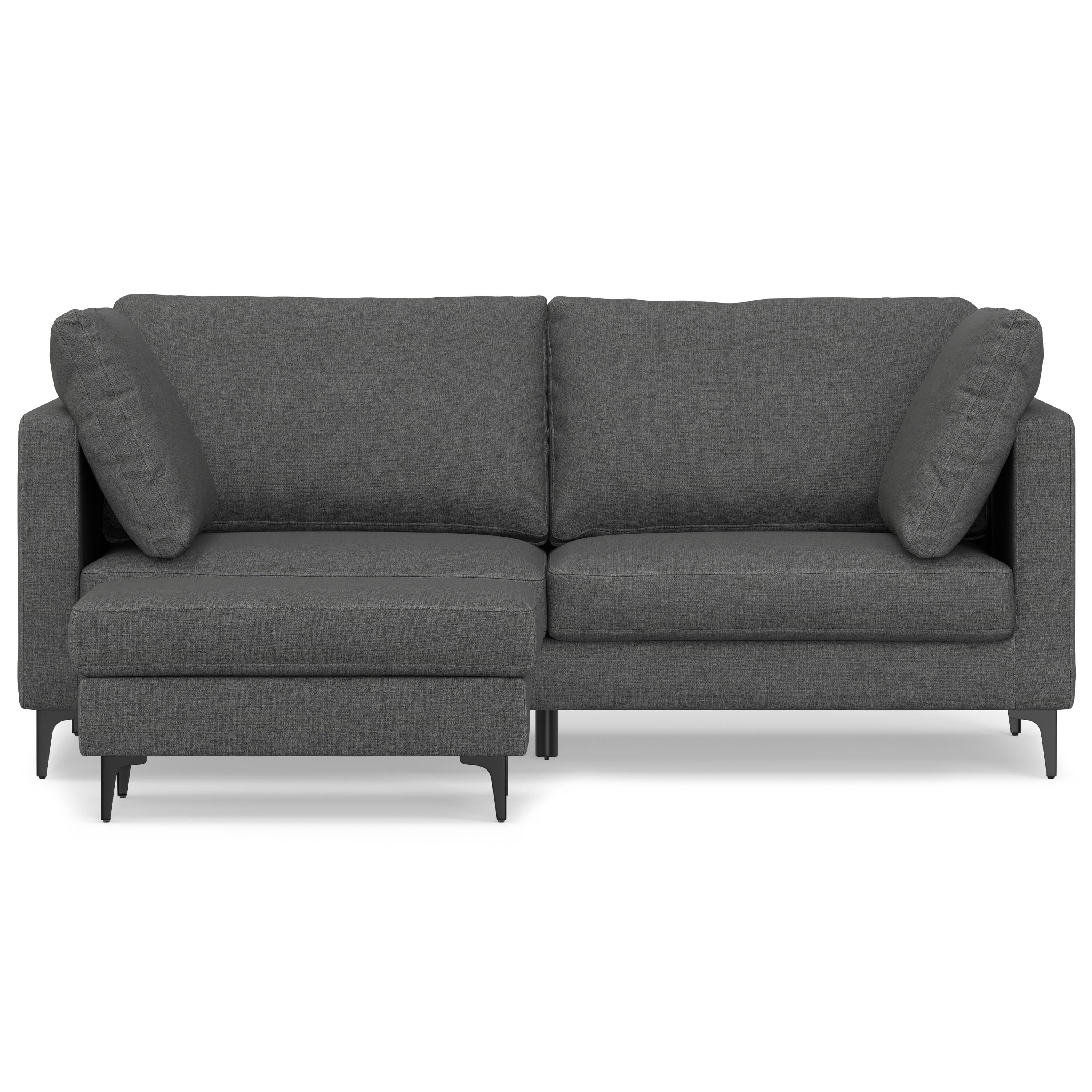 Alt View 3. Simpli Home - Ava 76-inch Sofa and Ottoman Set in Tightly Woven Performance Fabric - Pebble Grey.