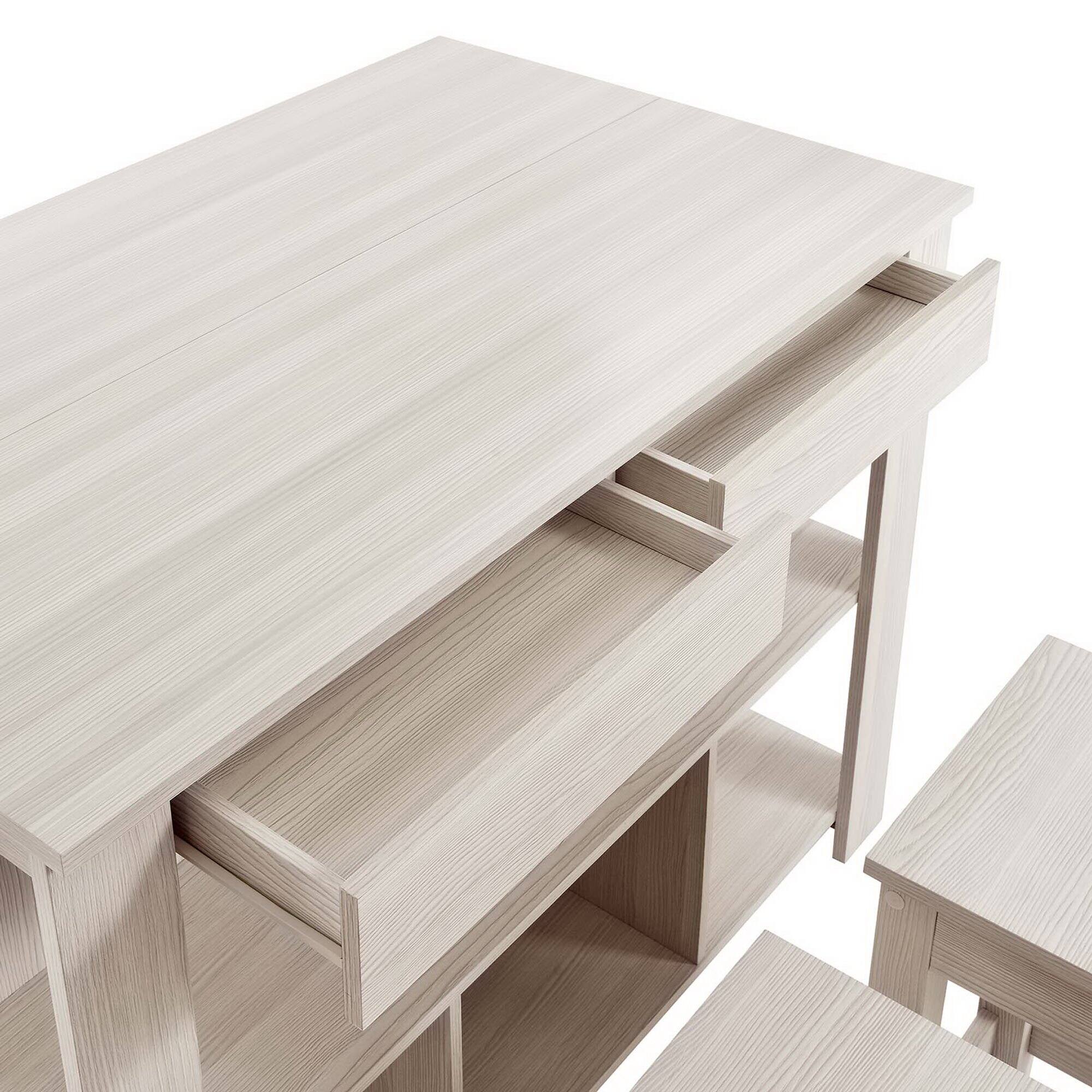 Alt View 9. Modway - Meadowbrook 3-Piece Kitchen Island and Stool Set by Modway - White Maple.