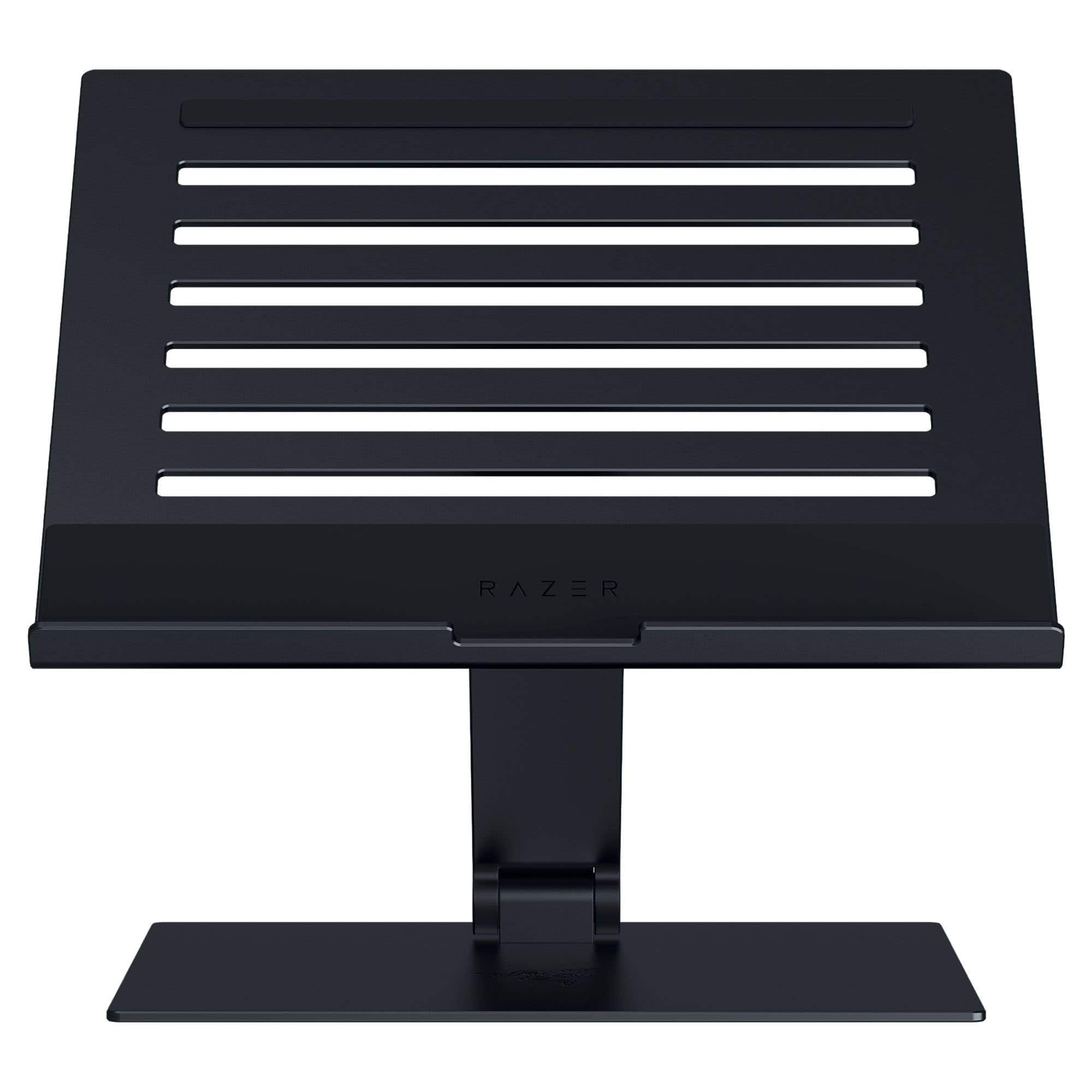 HongFei - Adjustable Laptop Stand: Supports Phones, Tablets, Laptops, Macbooks up to 18" - Adjust Height and Tilt - Aluminum - Black