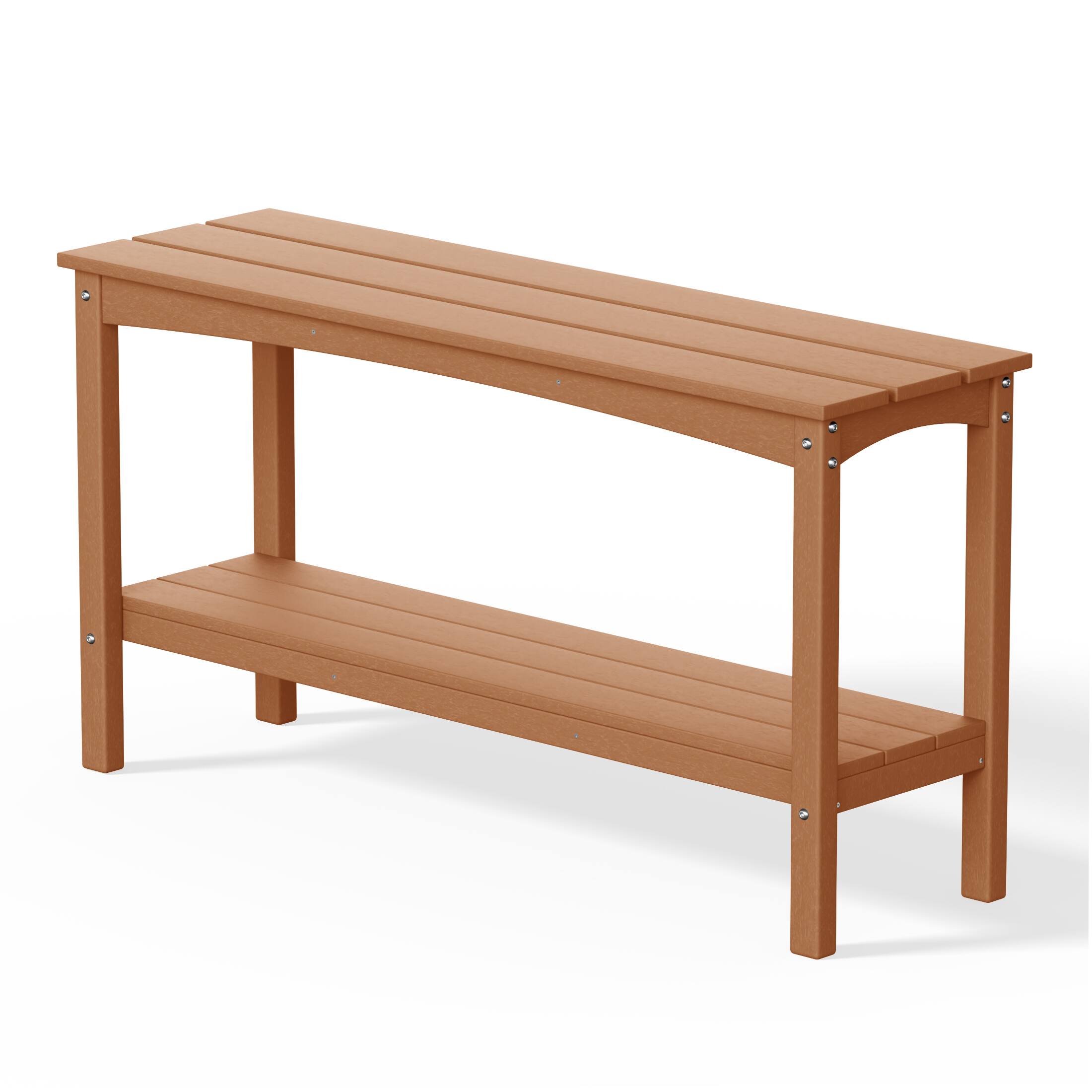 Alt View 1. WestinTrends - WestinTrends Malibu 55" Outdoor Patio HDPE Adirondack 2-Tier Shelf Console Table - Teak.