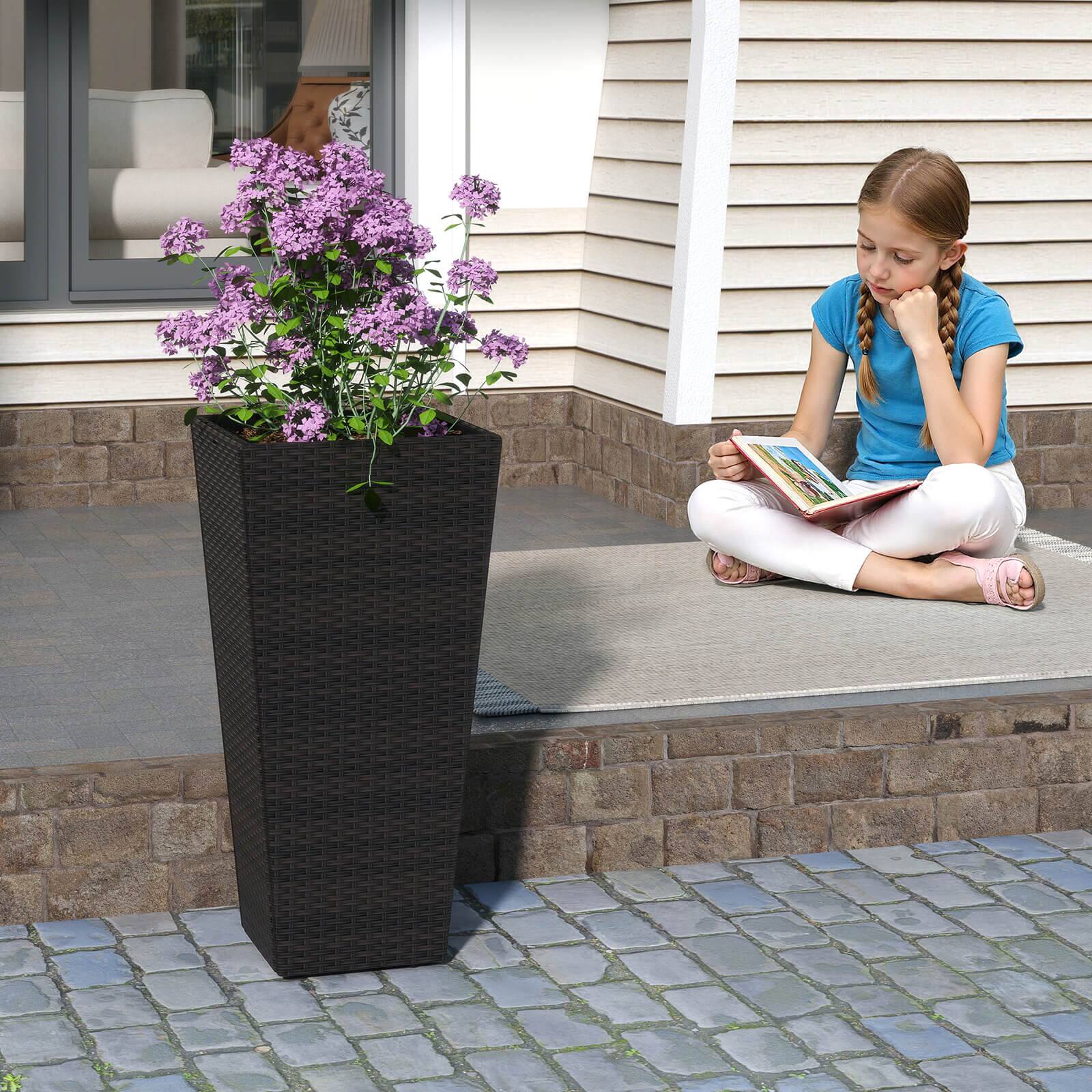 Alt View 4. Costway - Costway 30" Tall Flower Pot Set of 2 Planter Pots with Open-ended Base & Non-woven Soil Bag - Black.