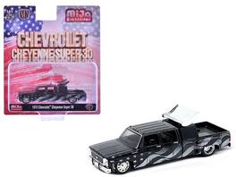 M2 - 1973 Chevrolet Cheyenne Super 30 Pickup Truck Graphics 1/64 LTD 8250pcs Worldwide - Black with American Flag