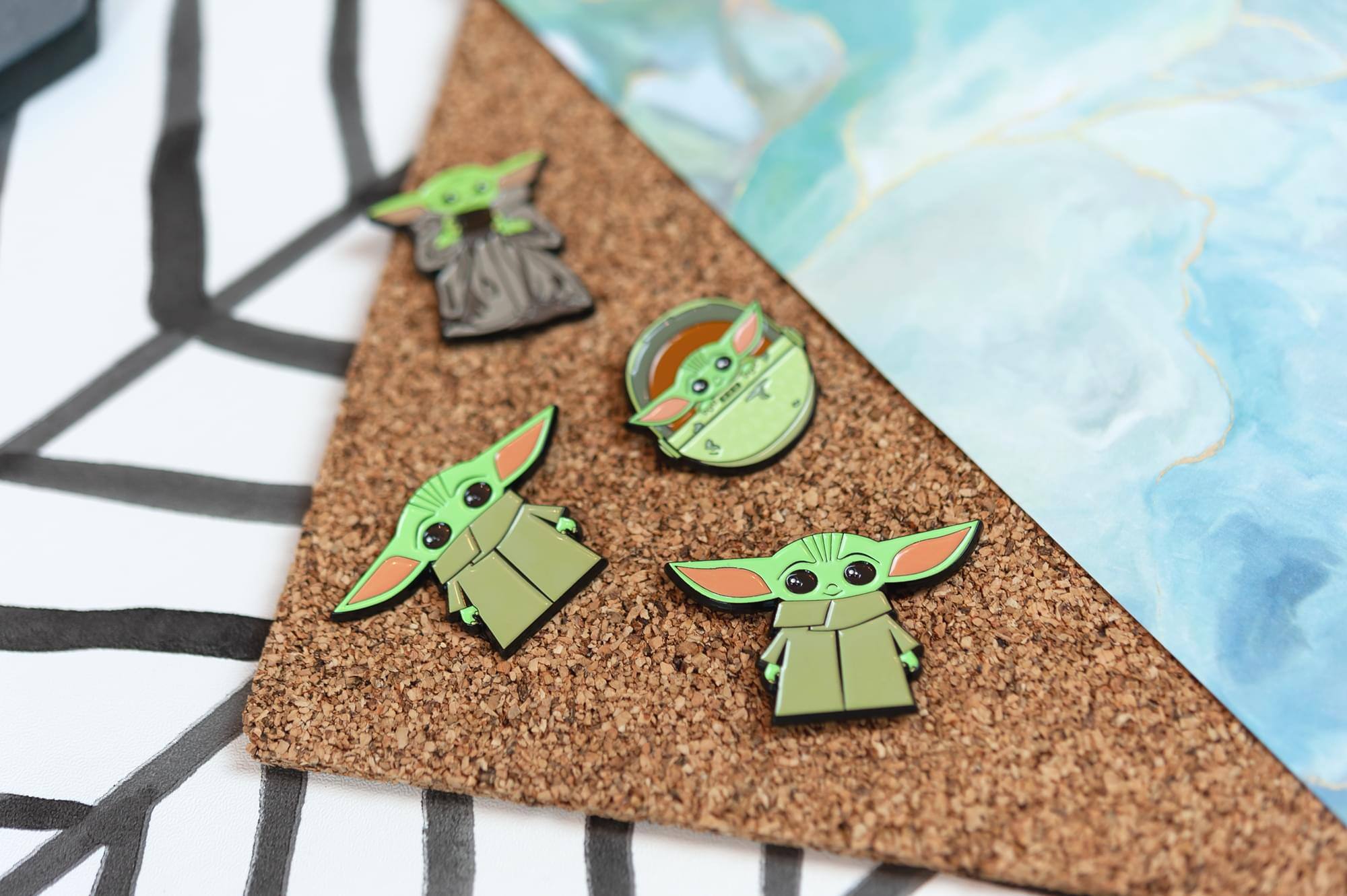 Alt View 4. SalesOne LLC - Star Wars Toynk Exclusive Enamel Pin Mandalorian Cartoon Child Baby Yoda Ears Up - Green.