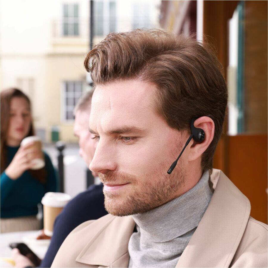 Alt View 3. EMEET - EMEET Airflow (Black) Open-Ear Headsets with Detachable Boompole and Uplink Noise Cancellation, Bluetooth 5.3, and Dongl - Black.