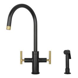 Two-Handles 360° Swivel Widespread Kitchen Faucet with Side Sprayer