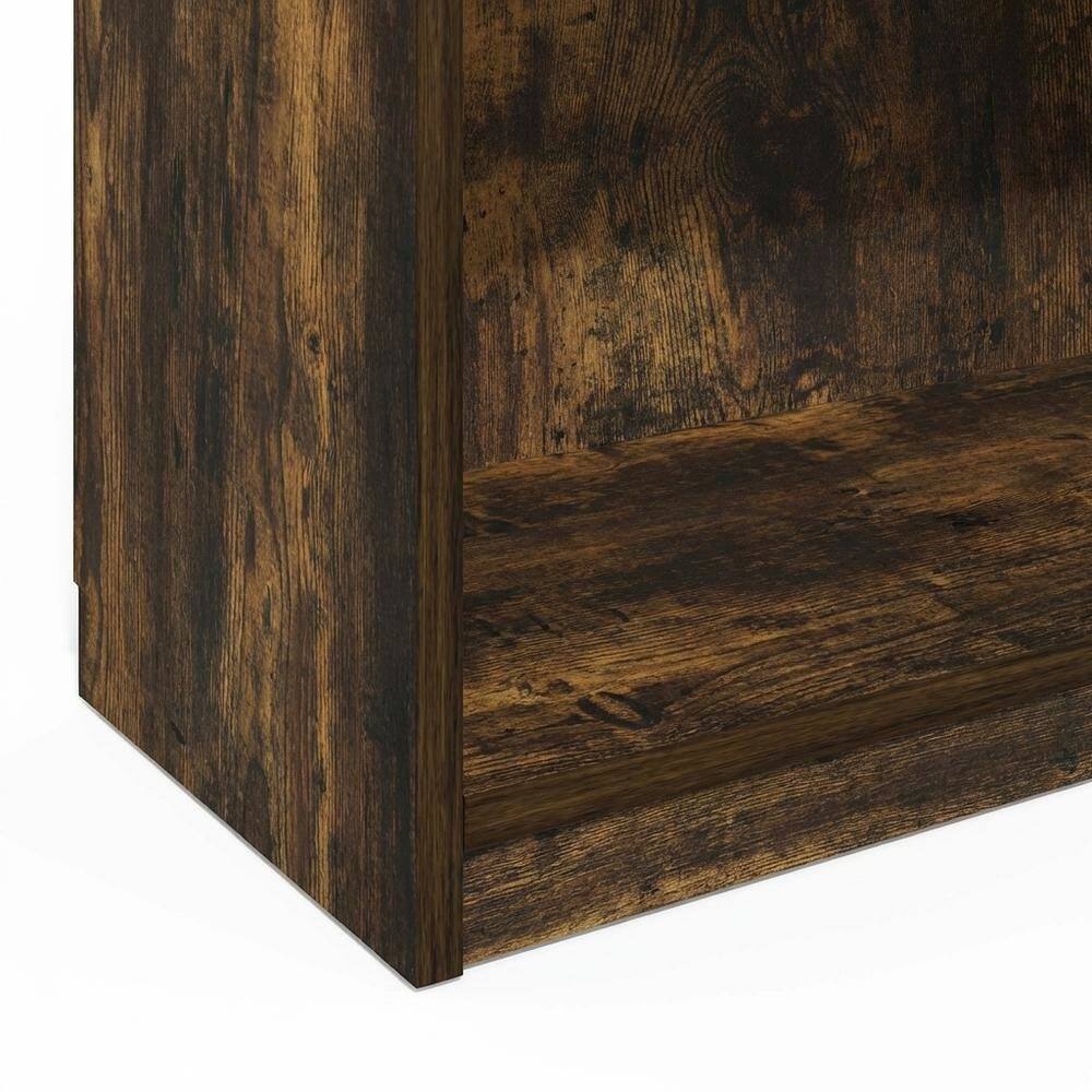 Alt View 2. FurniFact - Wooden Bookcase in Finish with Open Shelves for Living Room Storage - Amber Oak.