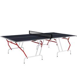 Soozier - Full Size Ping Pong Table, Folds into Quarters, Portable Table Tennis Table with Net, Paddles, Balls, MDF - Charcoal Gray