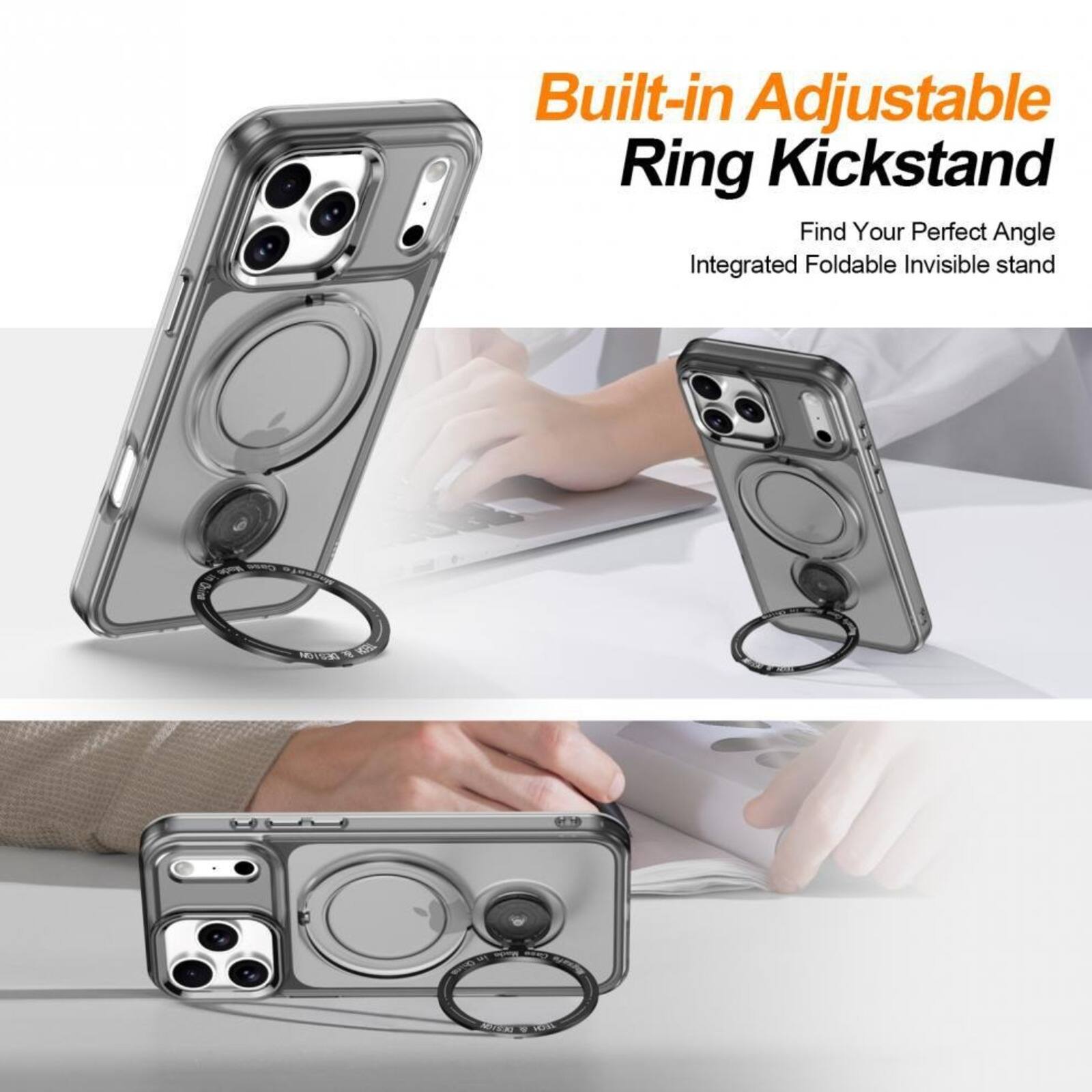 UUCOVER Magnetic Kickstand for Apple iPhone 17 Pro, Rotating Ring ...
