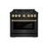 Angle. ZLINE - ZLINE Autograph 36" Select Dual Fuel Black Stainless Range w/ Gold Accents (HDRBZ-36-G) - Black.