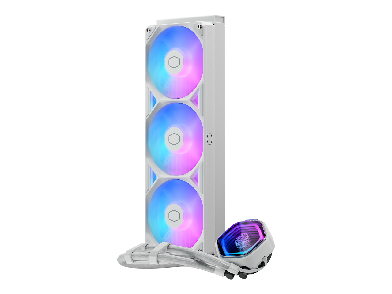 Alt View 4. Cooler Master - Cooler Master Atmos II 360 White AIO CPU Cooler, VRM Fan, Dual Pump, 400mm Tubing, ARGB PWM, AM5/LGA 1851 - White.