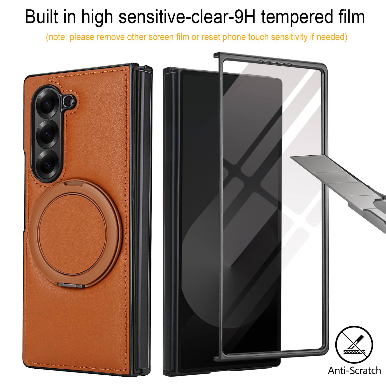 Built in high sensitive-clear-9H tempered film  
(note: please remove other screen film or reset phone touch sensitivity if needed)  
Anti-Scratch