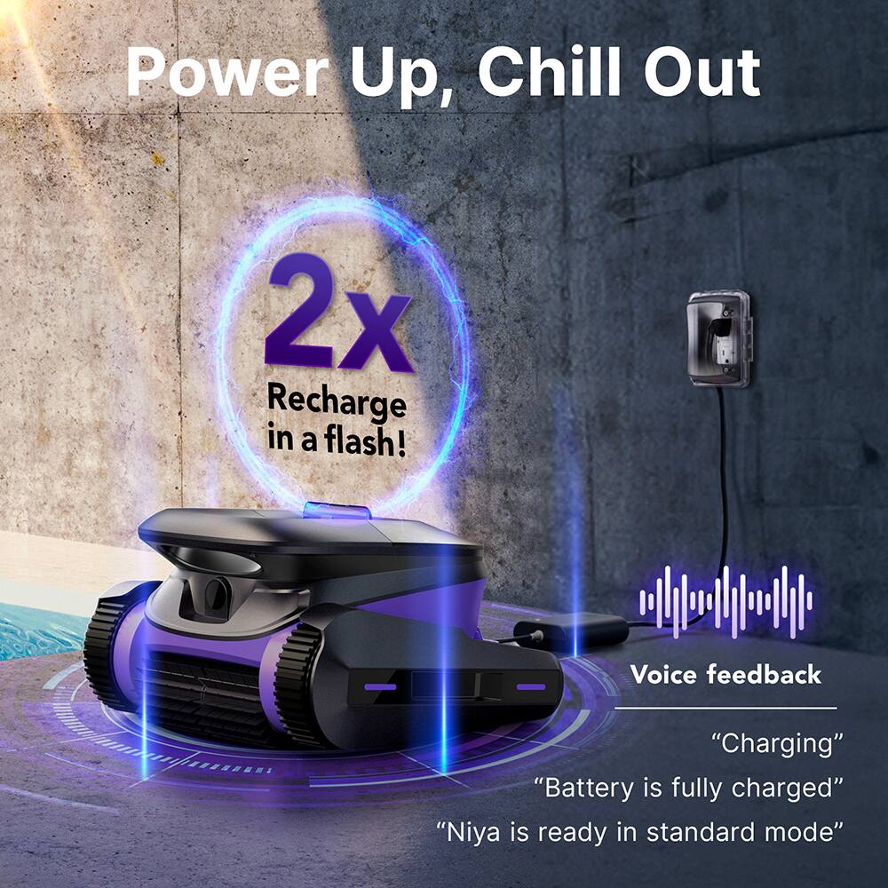 Power Up, Chill Out 2x Recharge in a flash! Voice feedback "Charging" "Battery is fully charged" "Niya is ready in standard mode"