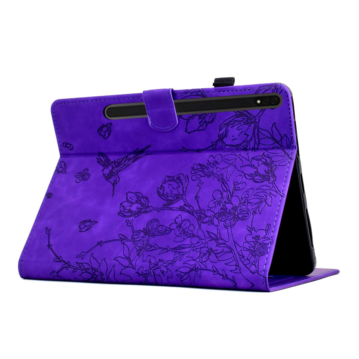 Alt View 2. Dteck - for Samsung Galaxy Tab S9 11.0" 2023 & S8 & S7 (SM-X710/X700/T870) Case,Embossed PU Leather Flip Card Slots Stand Cover - Purple.