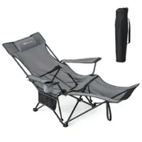 Costway Folding Camping Chair with Detachable Footrest for Fishing, Camp, Picnics Grey - Gray - Front_Zoom