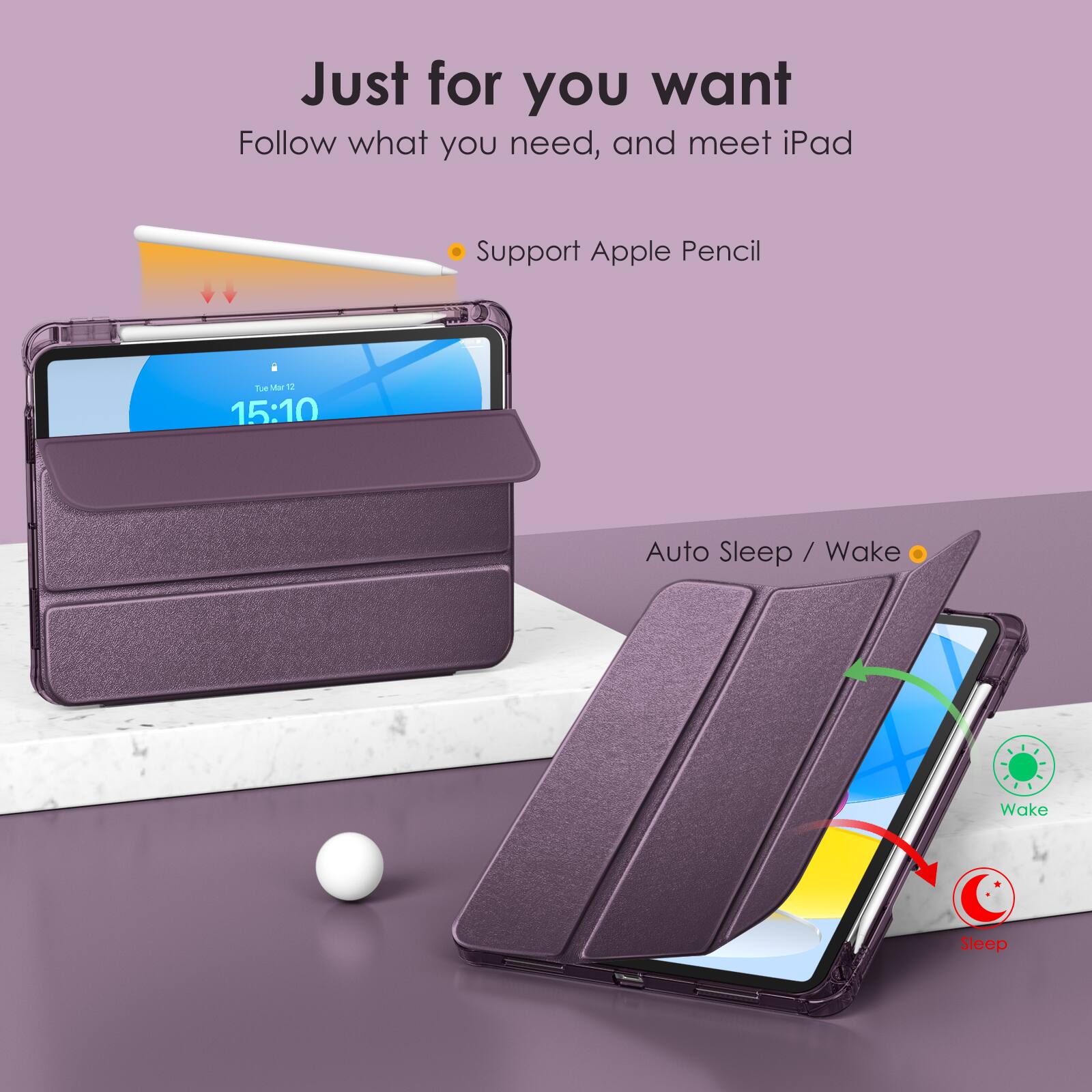 Just for you want  
Follow what you need, and meet iPad  

- Support Apple Pencil  

Auto Sleep / Wake