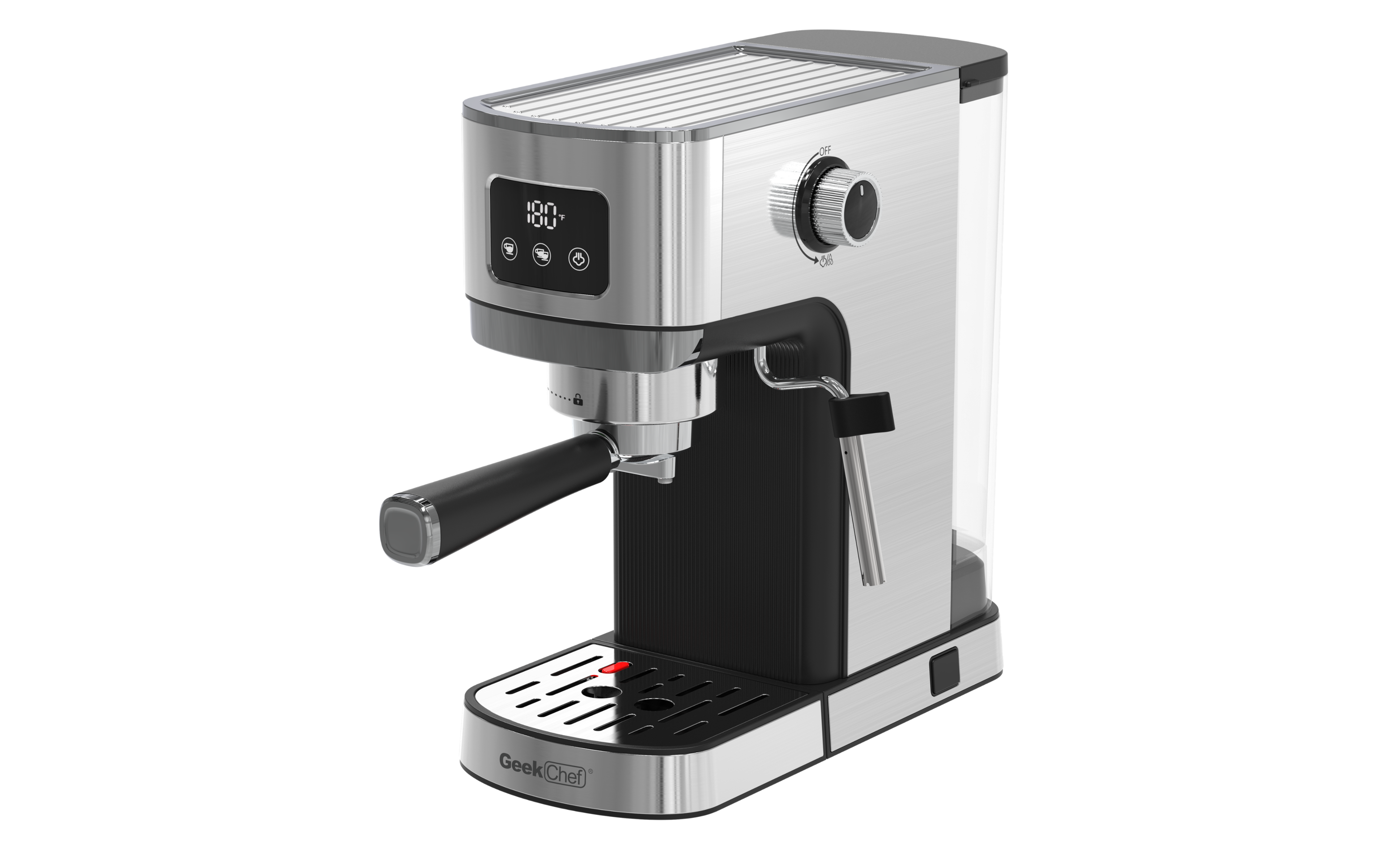 Forest'nSky - Espresso & Cappuccino Machine with ESE Pod Filter, Milk Frother Steam Wand, Stainless Steel, Compact - Silver