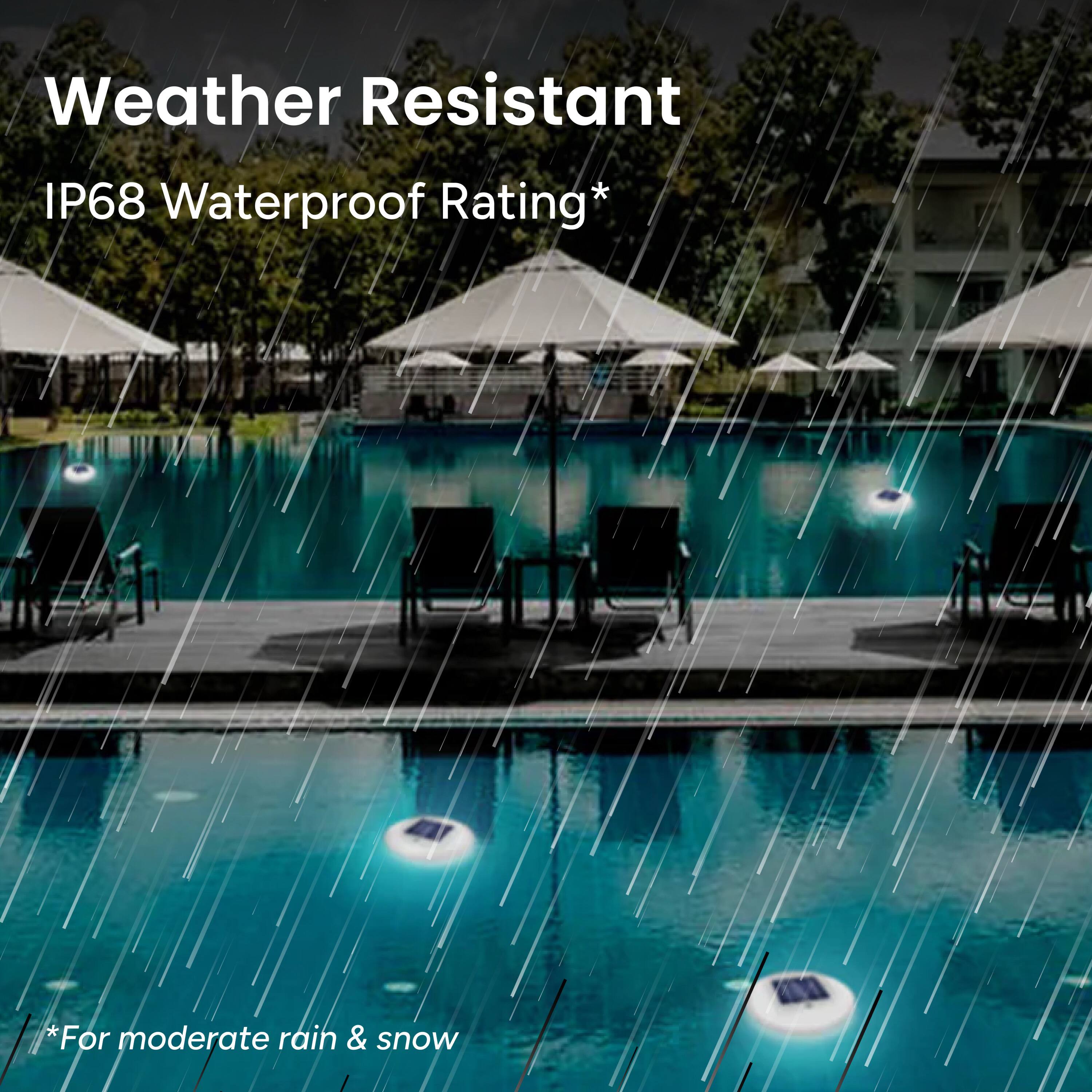 Weather Resistant
IP68 Waterproof Rating*
*For moderate rain & snow