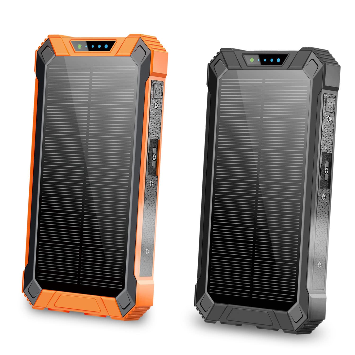 Front. Alpha Digital - 20,000mAh Power Bank- Convenient 4 Built-in Cables & Wireless Charging - Black & Orange (1 of each color).