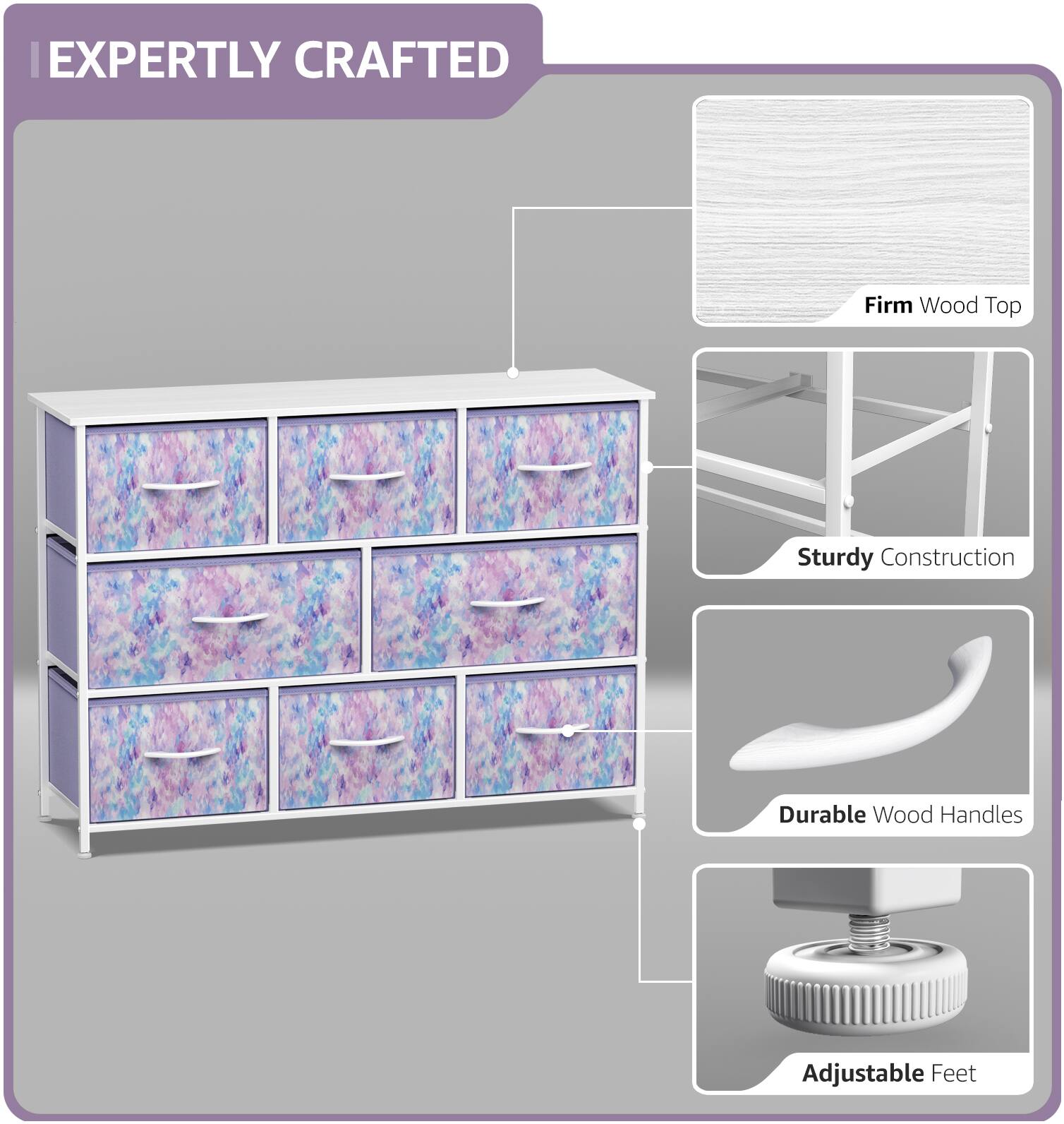 EXPERTLY CRAFTED

- Firm Wood Top
- Sturdy Construction
- Durable Wood Handles
- Adjustable Feet