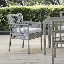 Aura Outdoor Patio Wicker Rattan Dining Armchair by Modway - Gray White