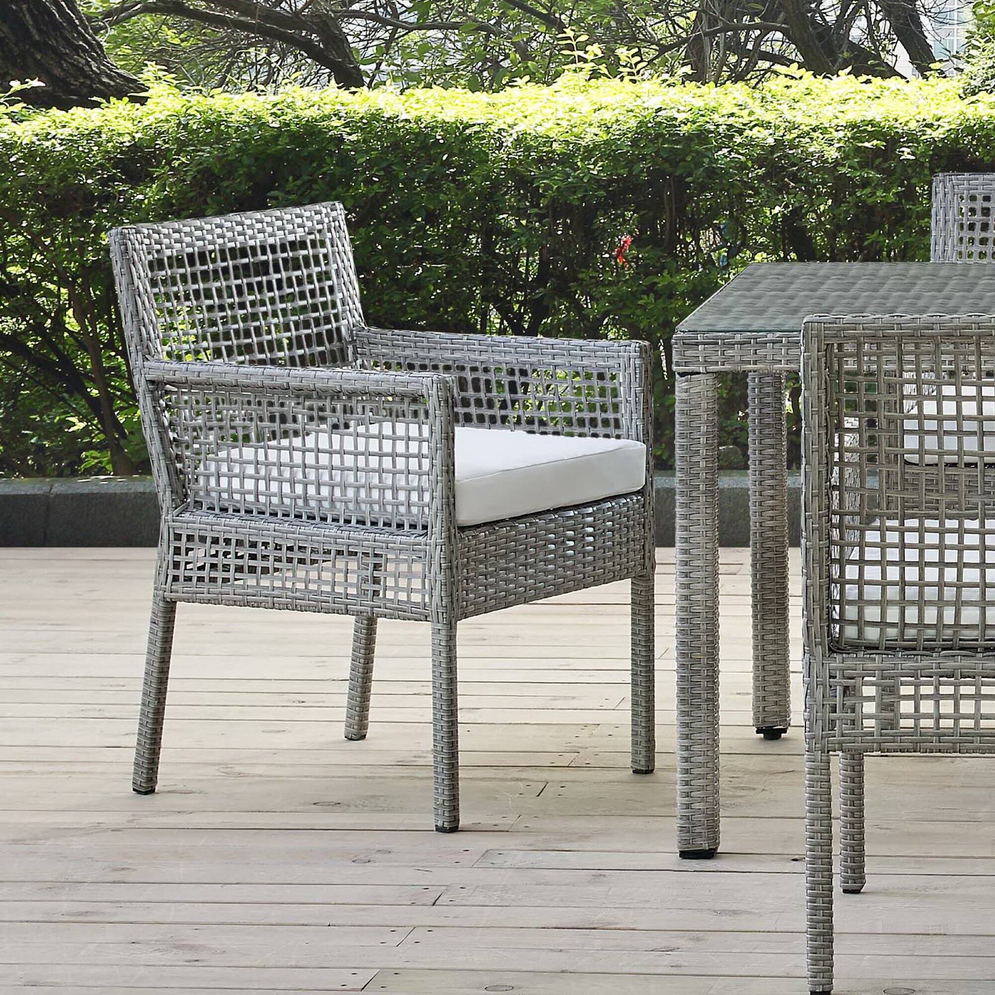Front. Modway - Aura Outdoor Patio Wicker Rattan Dining Armchair by Modway - Gray White.