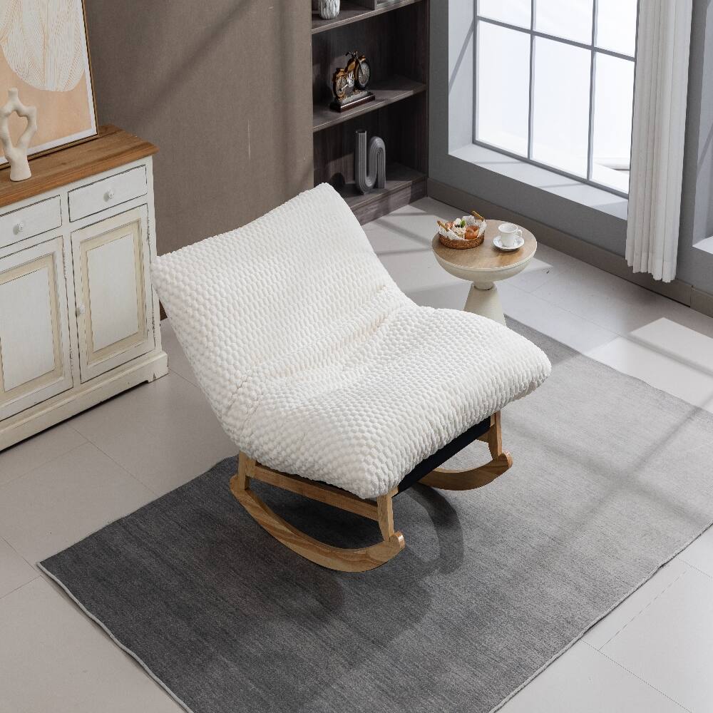 Angle. Loheer - Loheer Bean Bag Rocking Chair for Adults Corduroy Lazy Sofa - White.