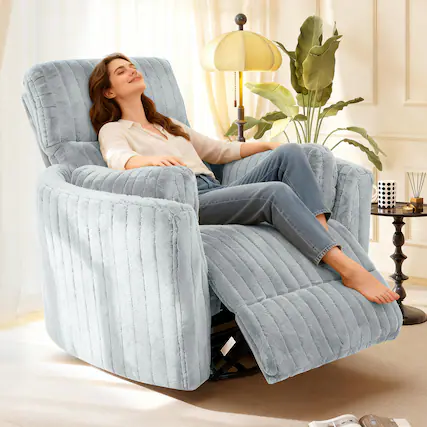 Front. Anysun - Anysun Modern Power Swivel Glider Recliner with Integrated USB Charging and Plush Seating - Sky Blue.