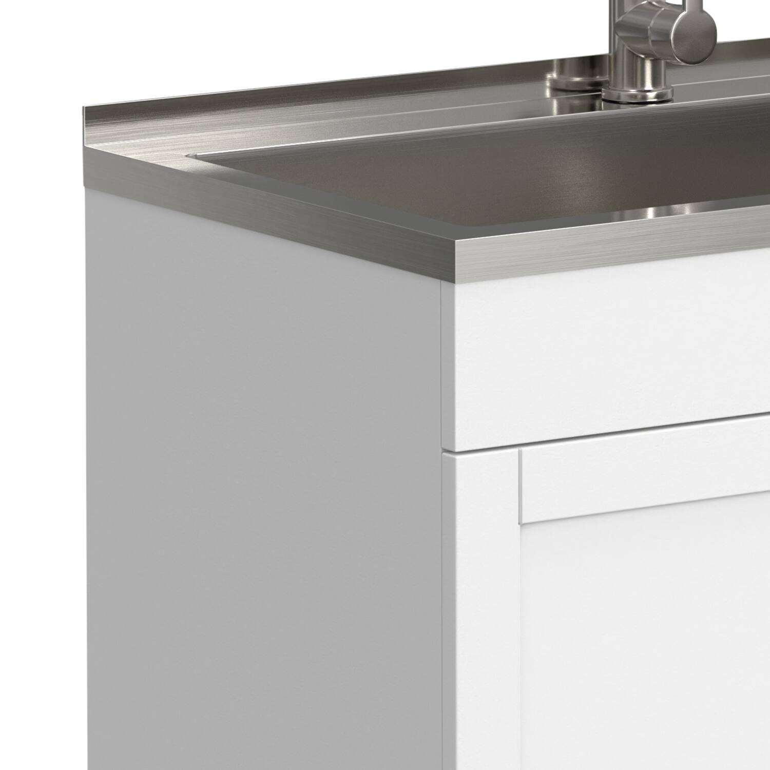 Alt View 6. Simpli Home - Modern Wide Shaker All-In-One 36-inch Laundry Utility Sink and Cabinet - Pure White.