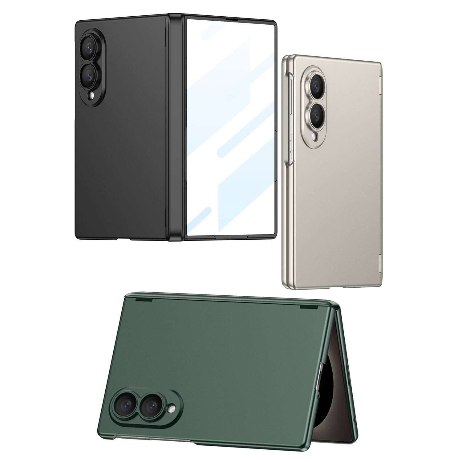 Angle. Dteck - Shockproof Case for Samsung Galaxy Z Fold8 Built in Screen Film, Rigid Plastic Protective Cover with Full Hinge Defense - Titaniumgray.