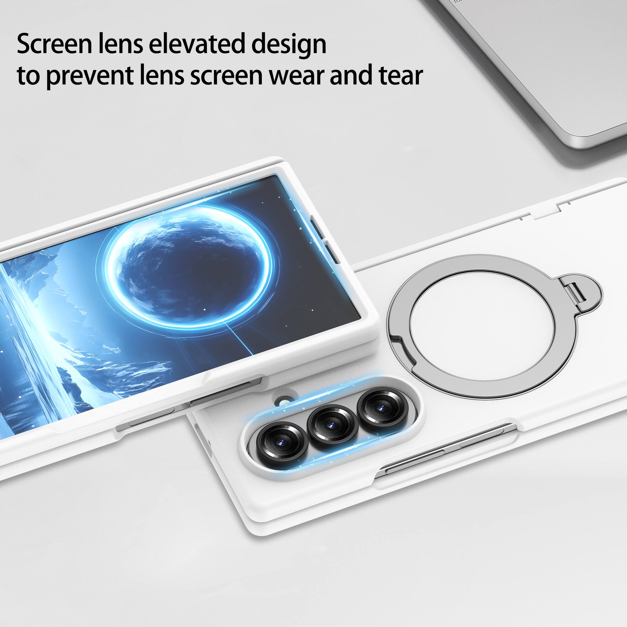 Screen lens elevated design to prevent lens screen wear and tear