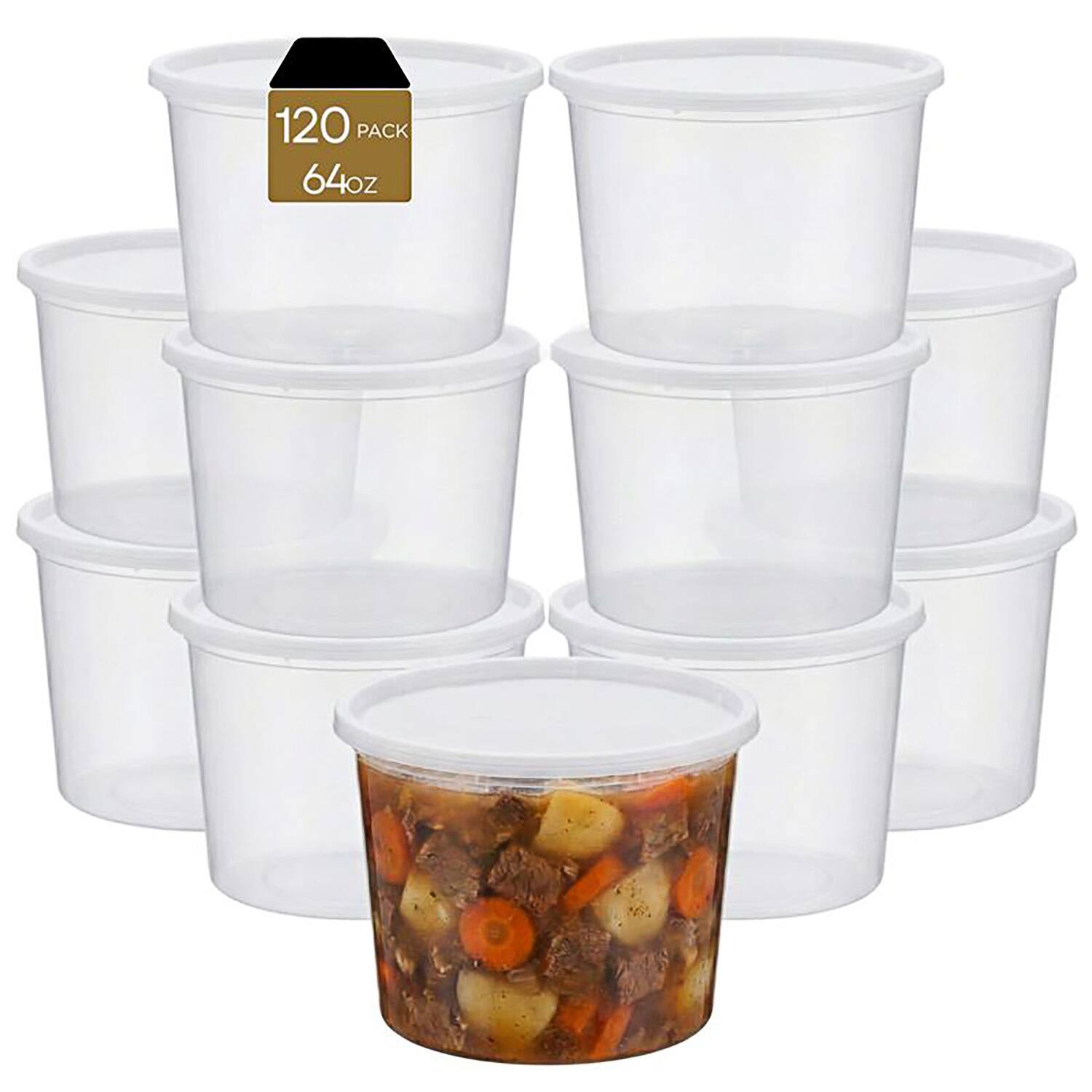 Eco Harmony Products - Heavy Duty Deli Container, Regular (PP), 64oz, 120-Pack - Clear