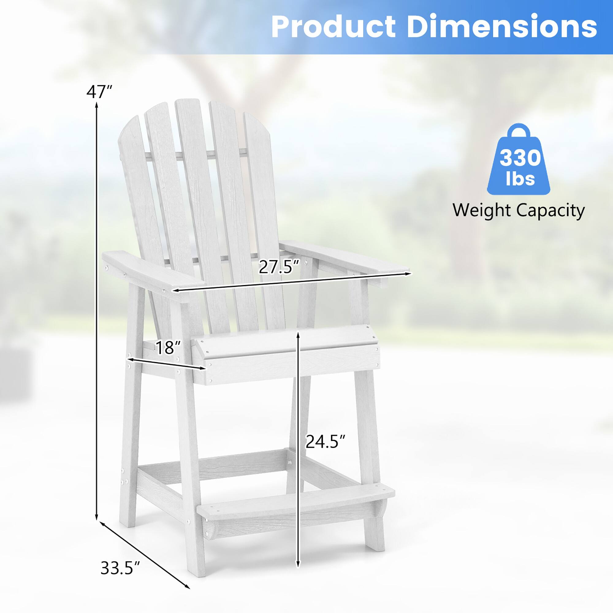 Product Dimensions: 47" x 33.5" x 27.5" x 24.5" x 18"
Weight Capacity: 330 lbs