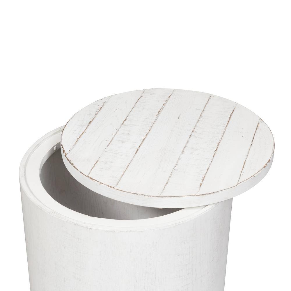 Left. Liberty Furniture Industries - Modern Farmhouse Drum End Table in Flea Market White w/ Heavy Distressing - White.