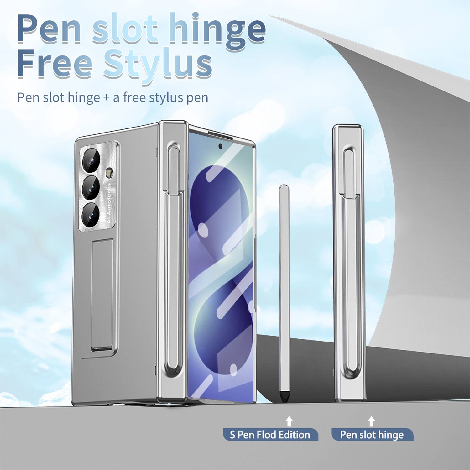 Pen slot hinge Free Stylus  
Pen slot hinge + a free stylus pen  
Autotoutes A1 S Pen Flod Edition