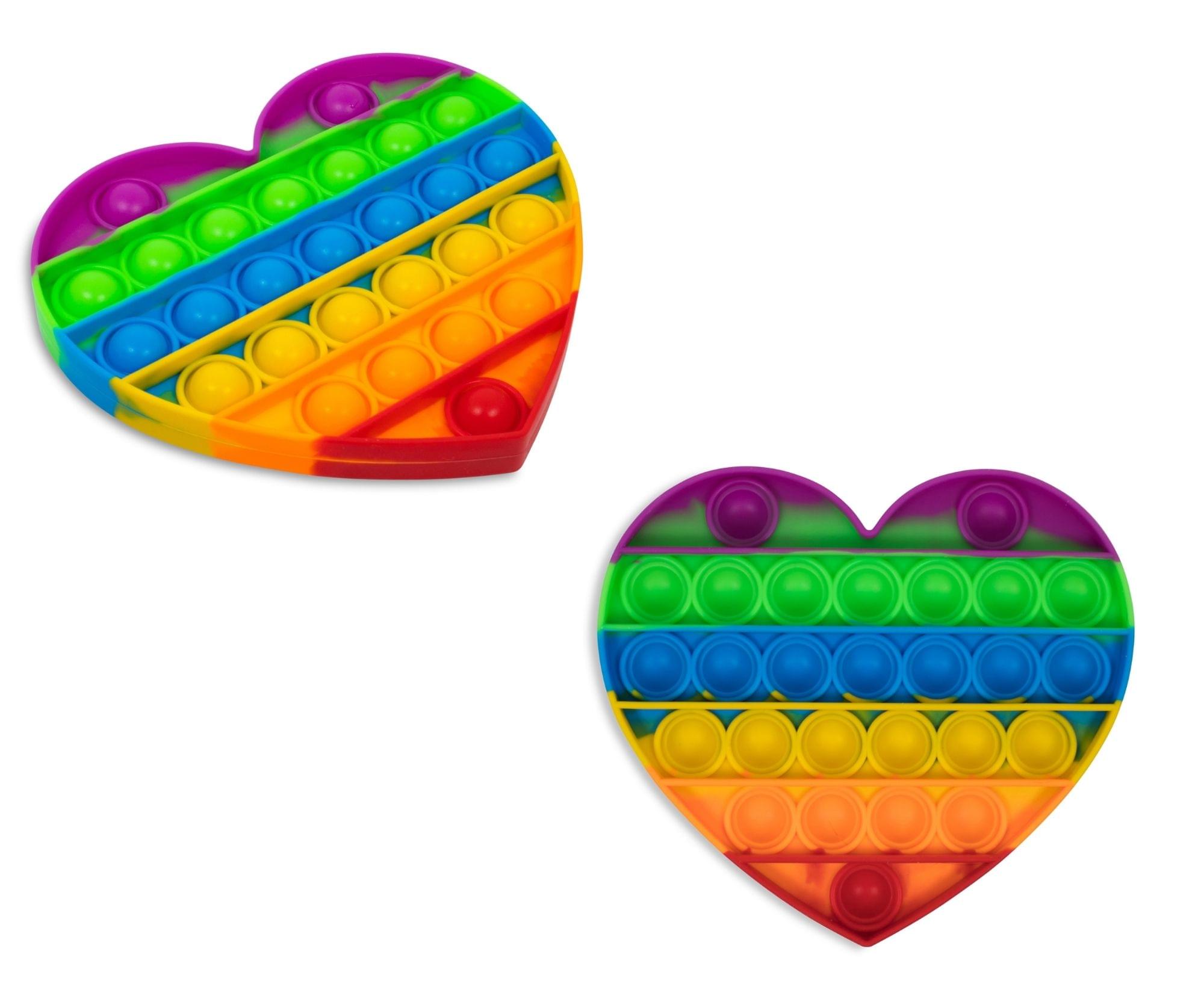 Alt View 1. Toynk - Pop Fidget Toy Silicone Bubble Popping Game | Rainbow Heart - Multi-Color.