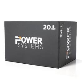 Power Systems - 3-in-1 Foam Plyo Box 16" x 20" - Non-Slip Plyometric Jump Box for Home Gym - Black