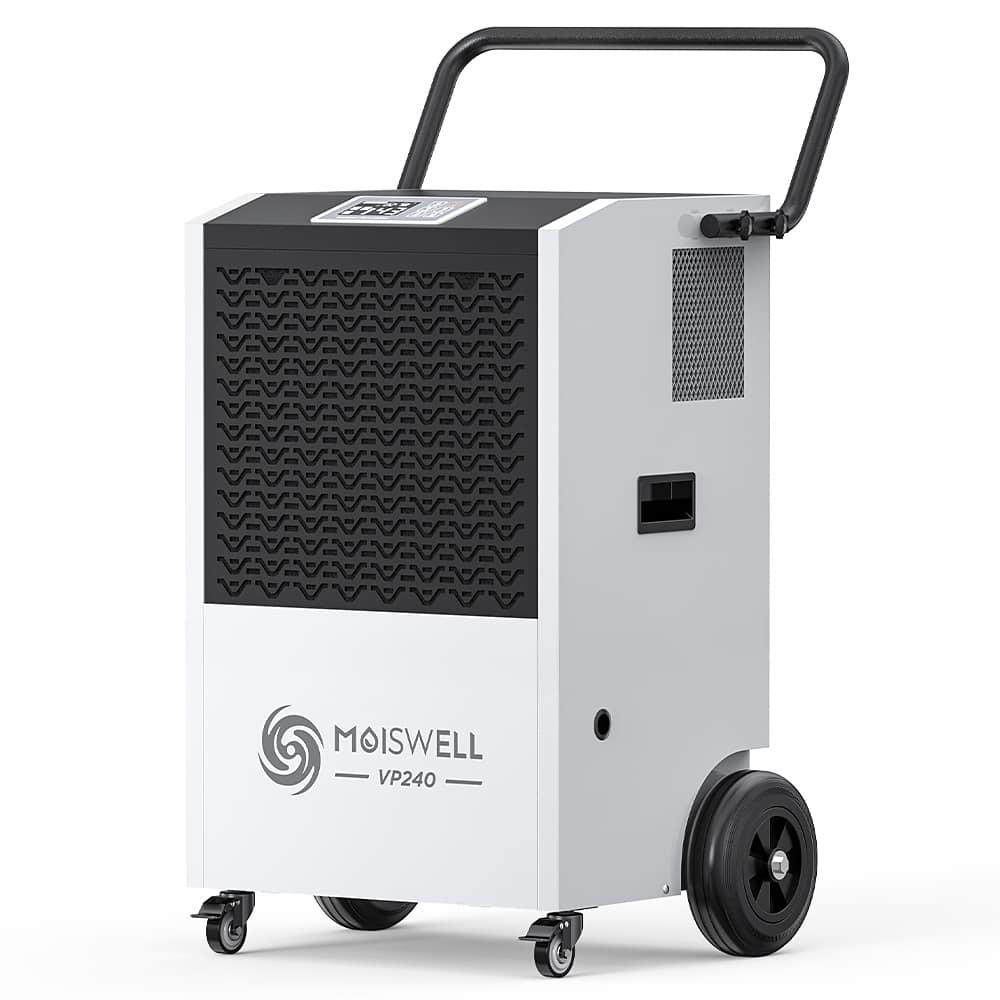 Moiswell - 240-Pint Commercial Dehumidifier with Pump - Covers Large Spaces up to 8,000 Sq Ft - White & Black