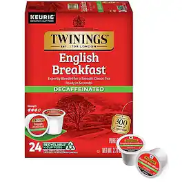 Twinings - English Breakfast Decaf Black Tea, Keurig® K-Cup® Pods, 24/Box (TNA85784)