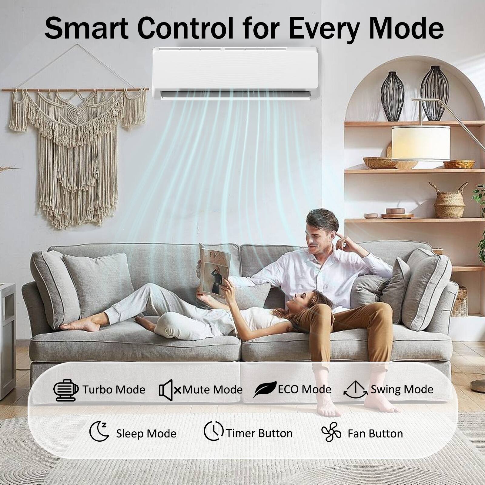 Smart Control for Every Mode

- Turbo Mode
- Mute Mode
- ECO Mode
- Swing Mode
- Sleep Mode
- Timer Button
- Fan Button