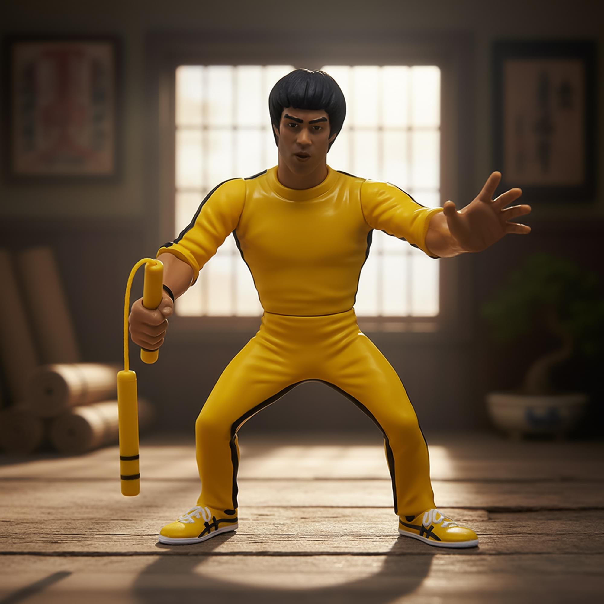 Alt View 3. Zombie Sailor's Toys - Bruce Lee Heels and Faces Retro Action Figure | Yellow Tracksuit - Multi-Colored.
