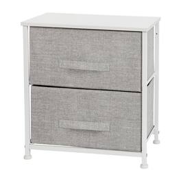 Emma + Oliver - 2 Drawer Storage Stand with Wood Top & Dark Fabric Pull Drawers - Gray Drawers/White Frame
